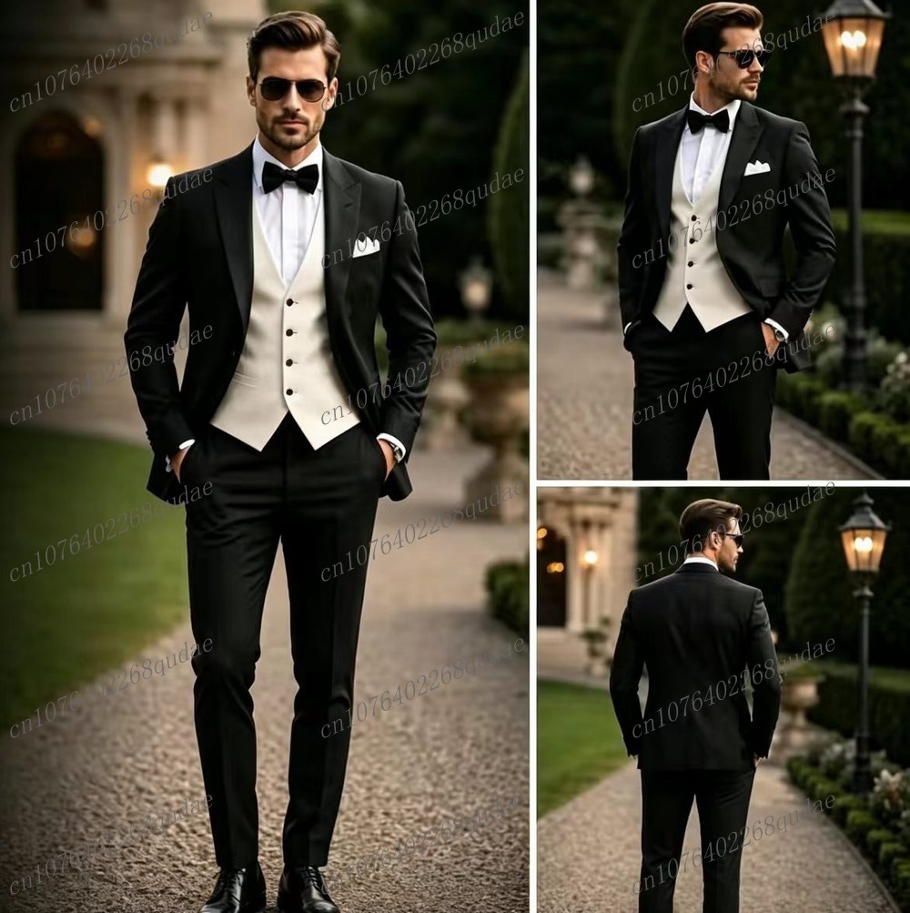 Men Formal Wear Black And White - Formal Black And White Men Suit