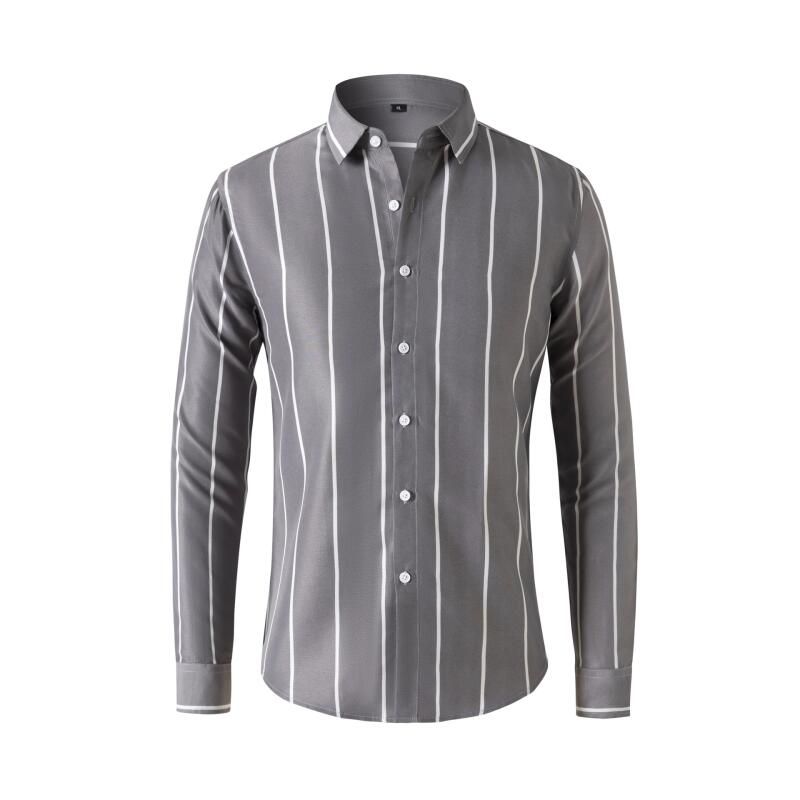 Mens Formal - Men's Striped Dress Shirt Long Sleeve