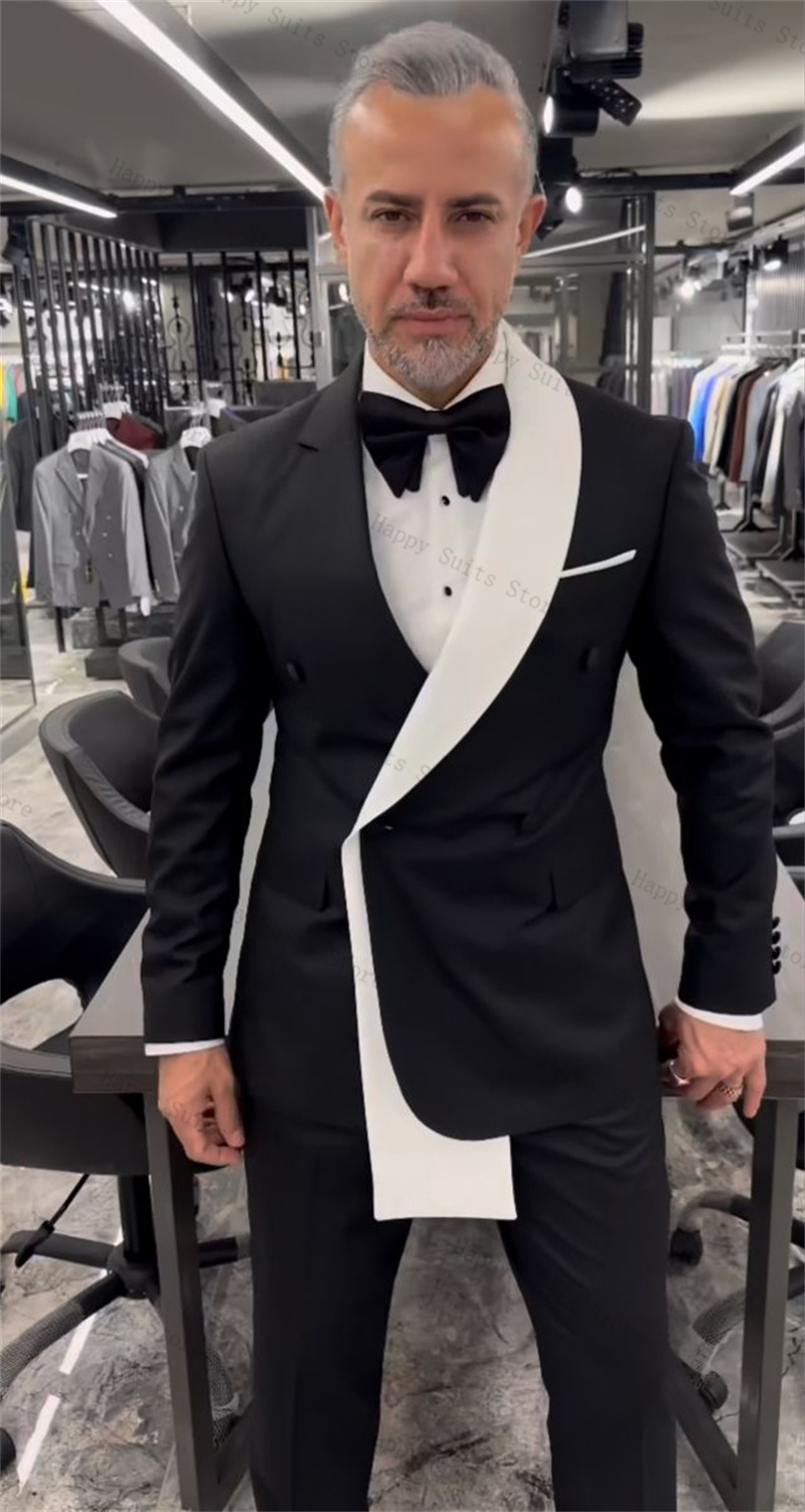 Men Formal Wear Black And White - Black White Men Suit Set 2