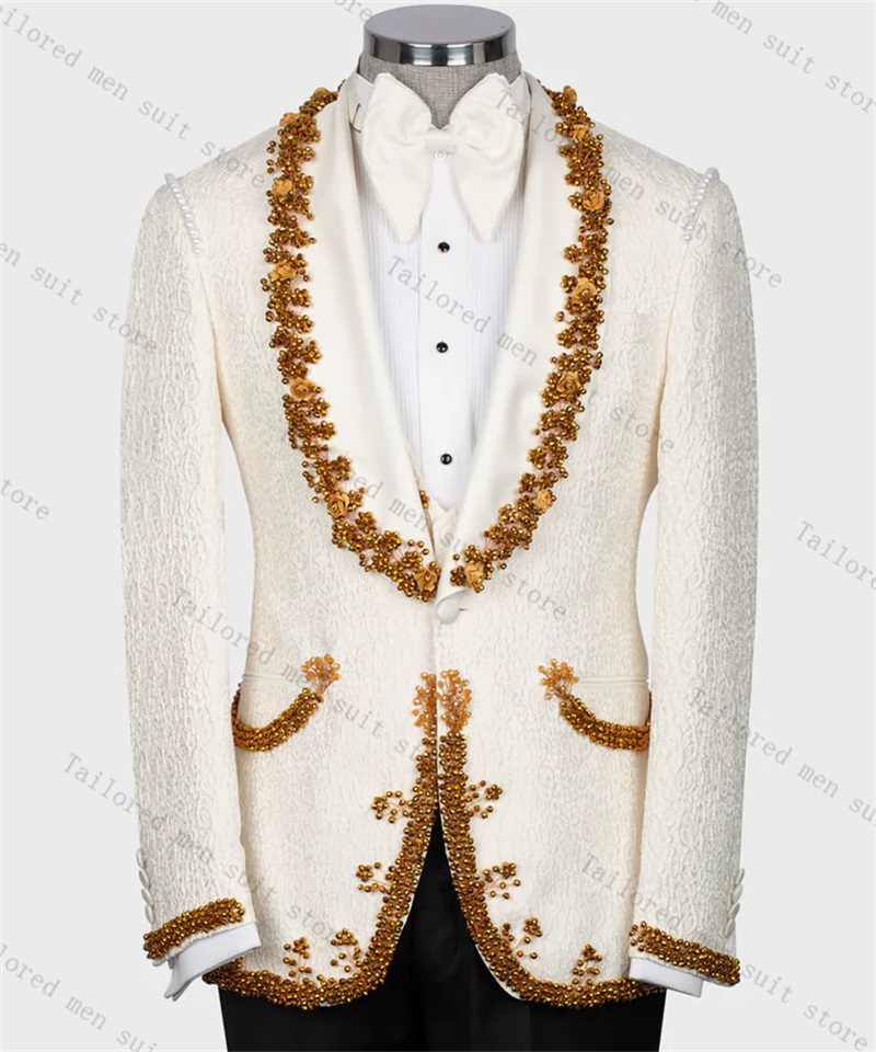 Men Formal Wear Black And White - Groom Men Suits Pants Set 2