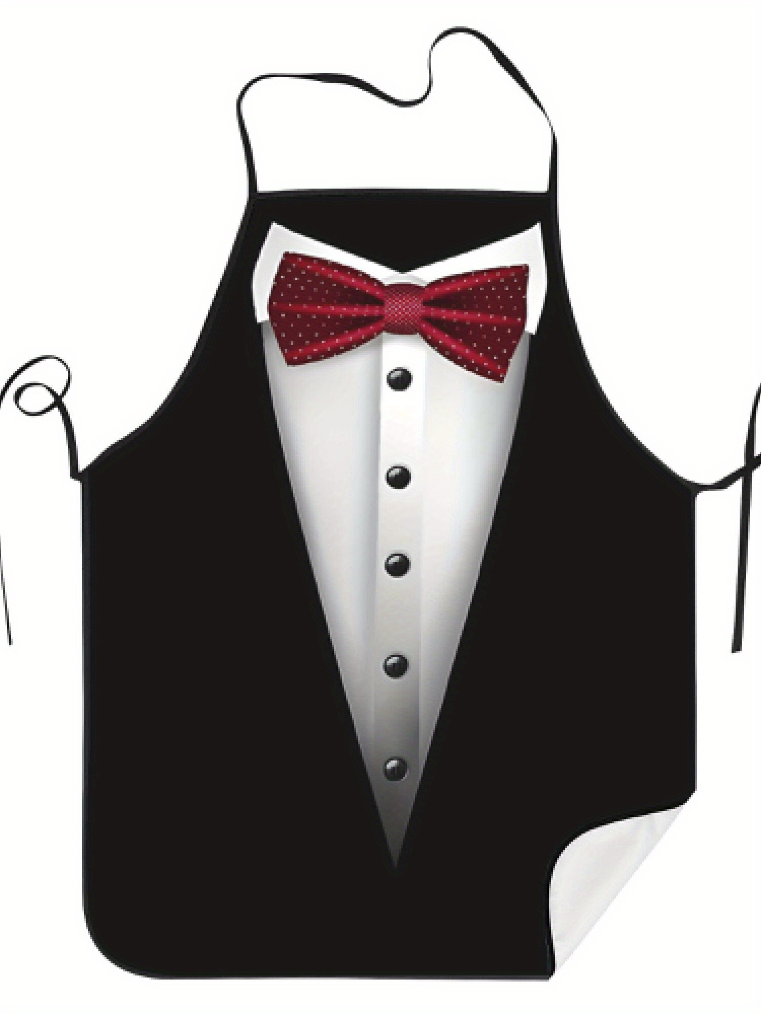 Men Formal Wear Black And White - Tuxedo Apron Red Bow Tie Kitchen