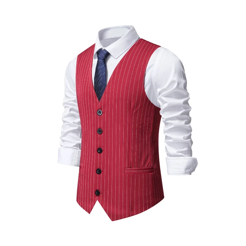2026 New Red Striped Suit Vest - đánh giá và giá Khaki Formal Wear Men