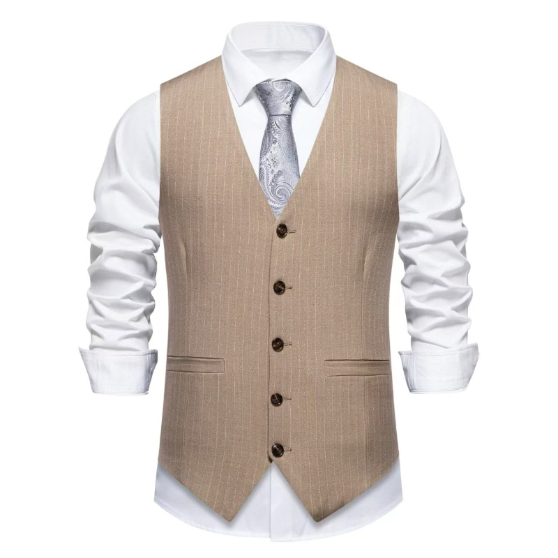 2026 New Red Striped Suit Vest - đánh giá và giá Khaki Formal Wear Men