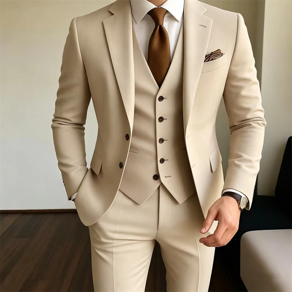 Khaki Men's Suits 3 Pieces Jac - đánh giá và giá Khaki Formal Wear Men