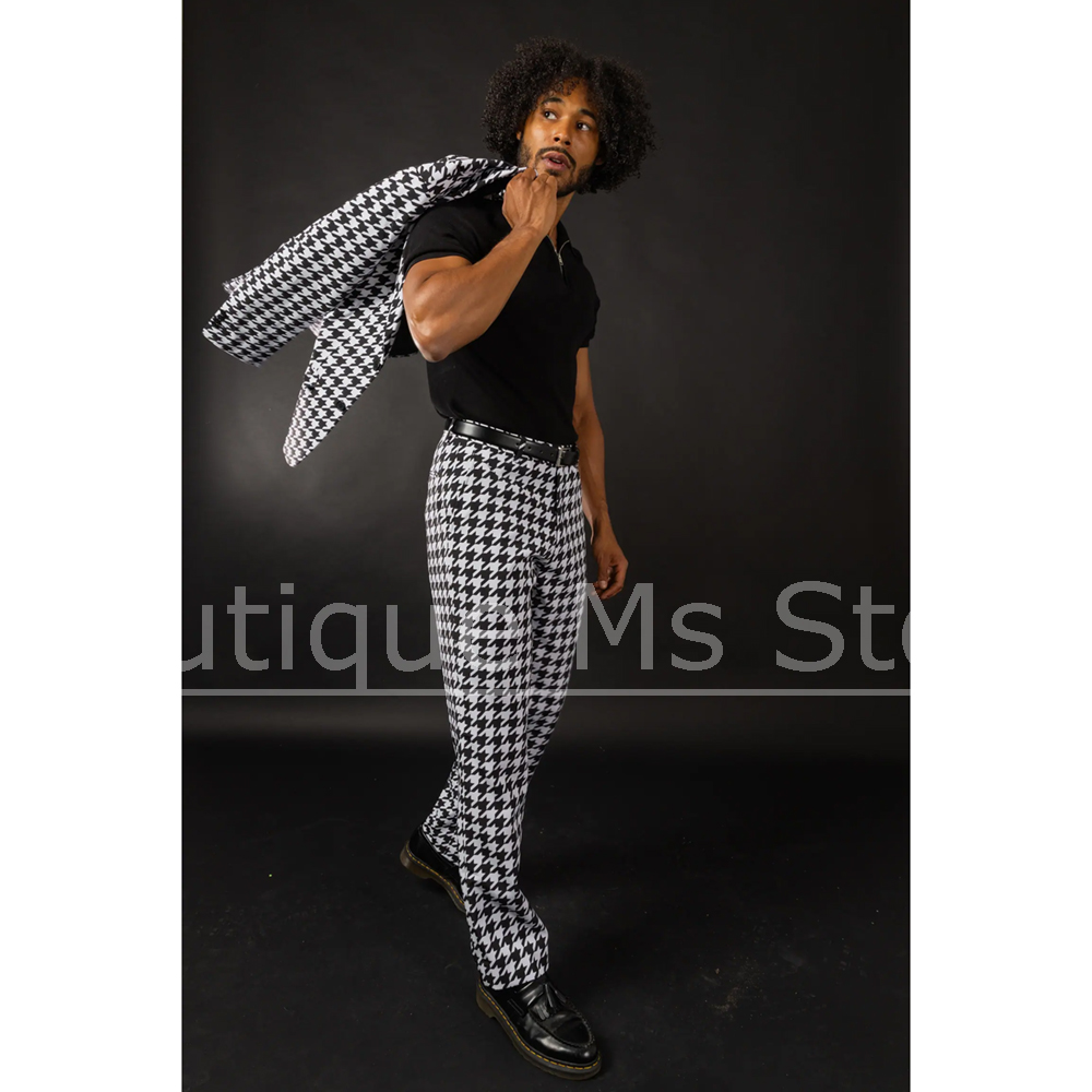 Black White Houndstooth Men's  - đánh giá và giá Men Formal Wear Black And White