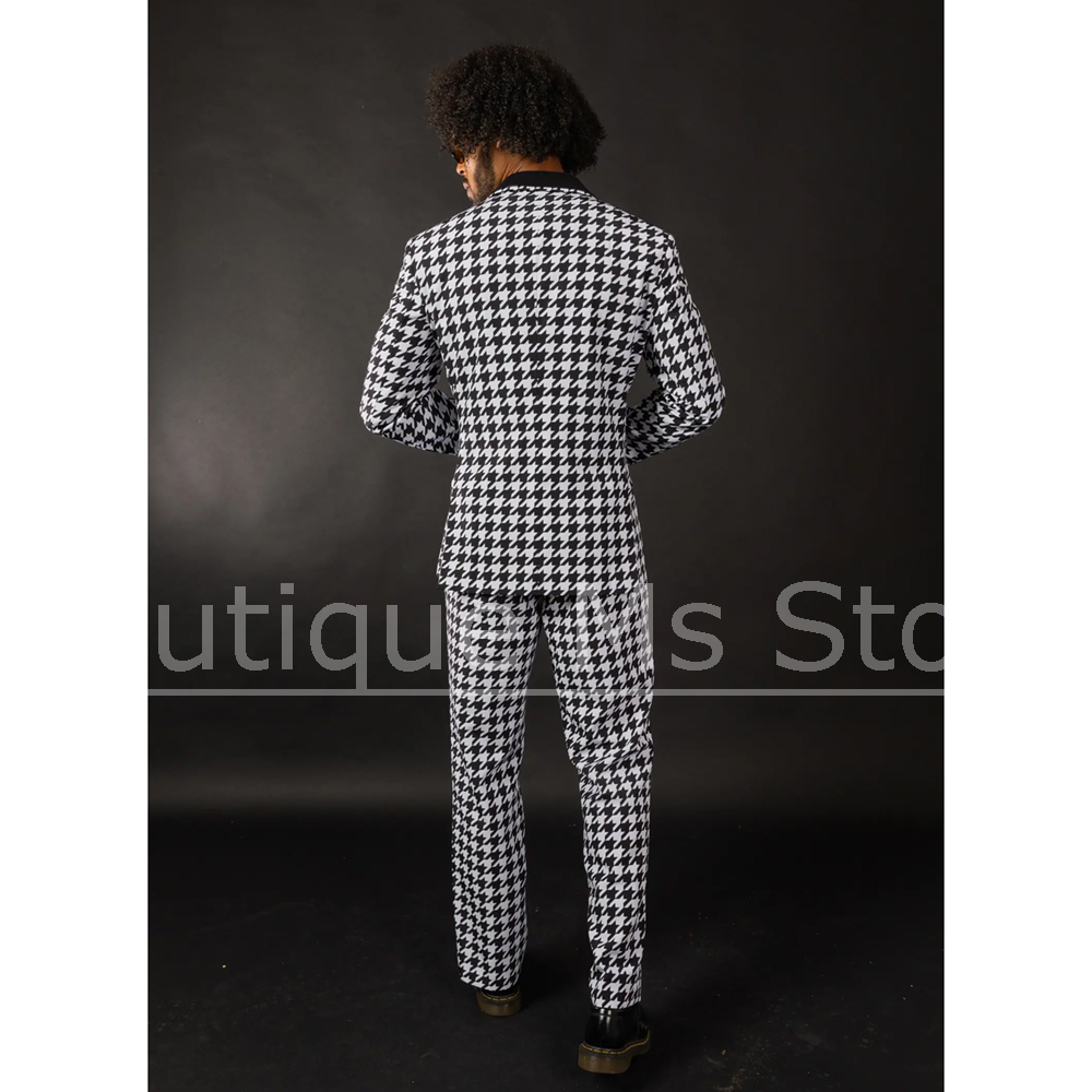 Black White Houndstooth Men's  - đánh giá và giá Men Formal Wear Black And White