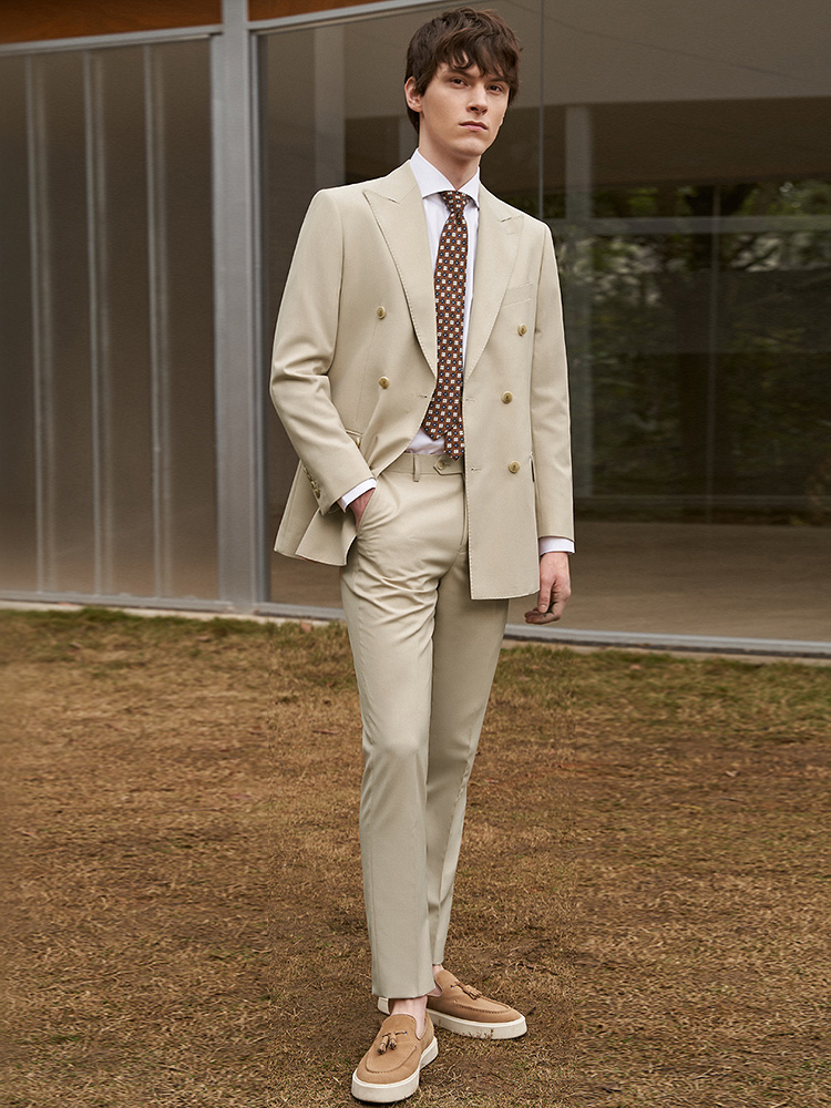 30% Wool Men Suits Set Blazer  - đánh giá và giá Khaki Formal Wear Men